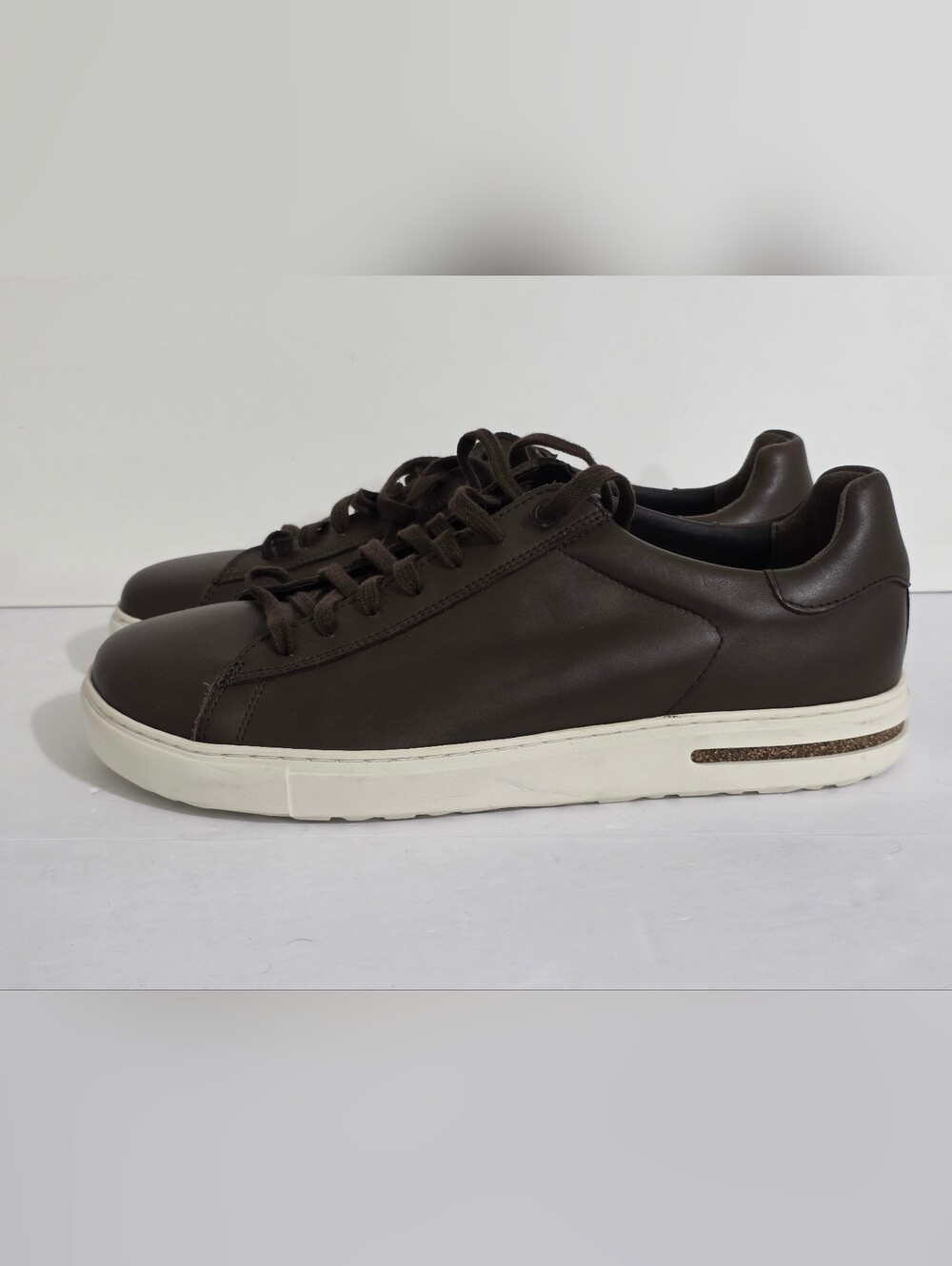 Birkenstock Brown Leather Low-Top Sneakers with White Sole